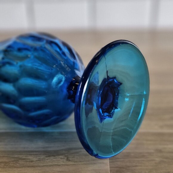 MCM Fenton Glass Sapphire Colonial Blue Tall Swung Vase 19.5 Tall Thumbprint VTG - Picture 13 of 16